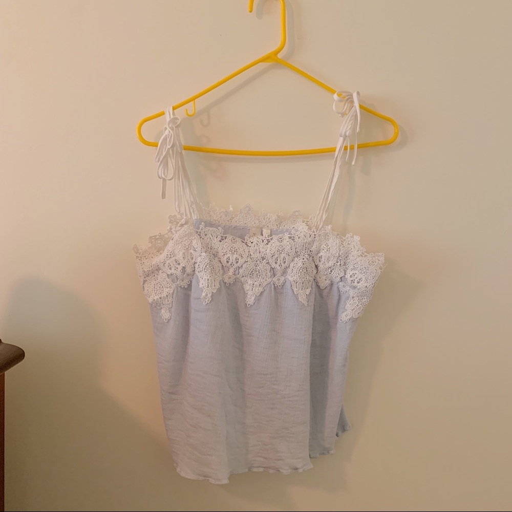 ANTHROPOLOGY Blue & White Lace Danny Tank Top